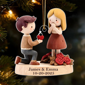 Couple Marriage Proposal Engagement- Personalized Acrylic Ornament