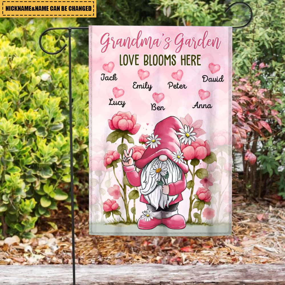 Lovely Sweet Heart Kids, Love Blooms Here Personalized House Garden Flag