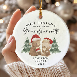 Personalized First Christmas As Grandparents Ornament, Gift For Grandma Grandpa