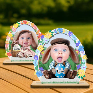 Personalized Easter Cartoon Bunny Plaque | Gift for Kids | Upload Photo
