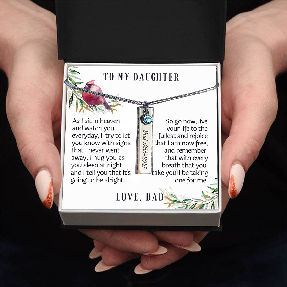 Personalized Dad Memorial Birthstone Necklace