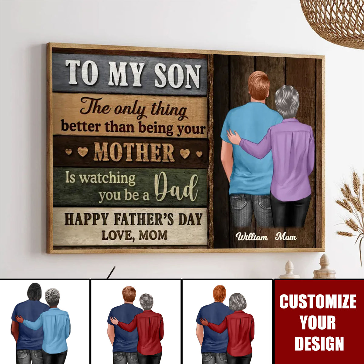 Colored Wood Pallets To My Son Happy Father's Day Personalized Poster