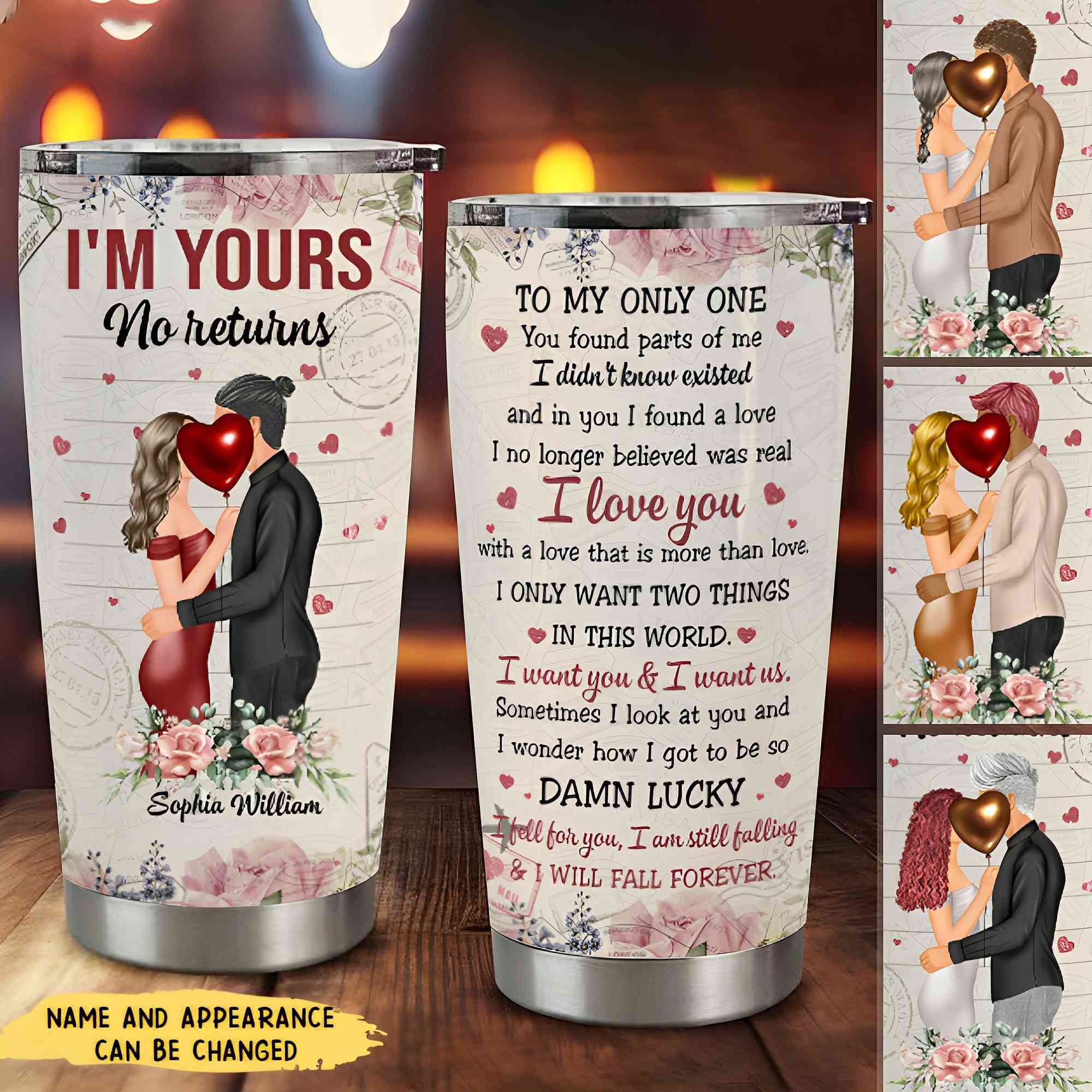 I Love You Forever - Personalized Tumbler Cup - Hugging Couple