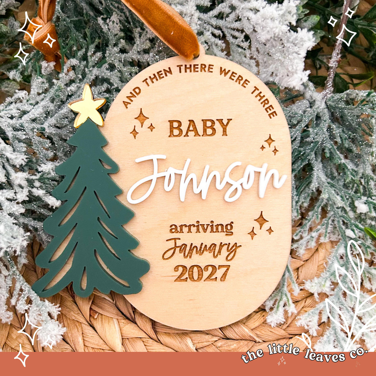 Personalized Baby Announcement Ornament, Expecting Parents Gift