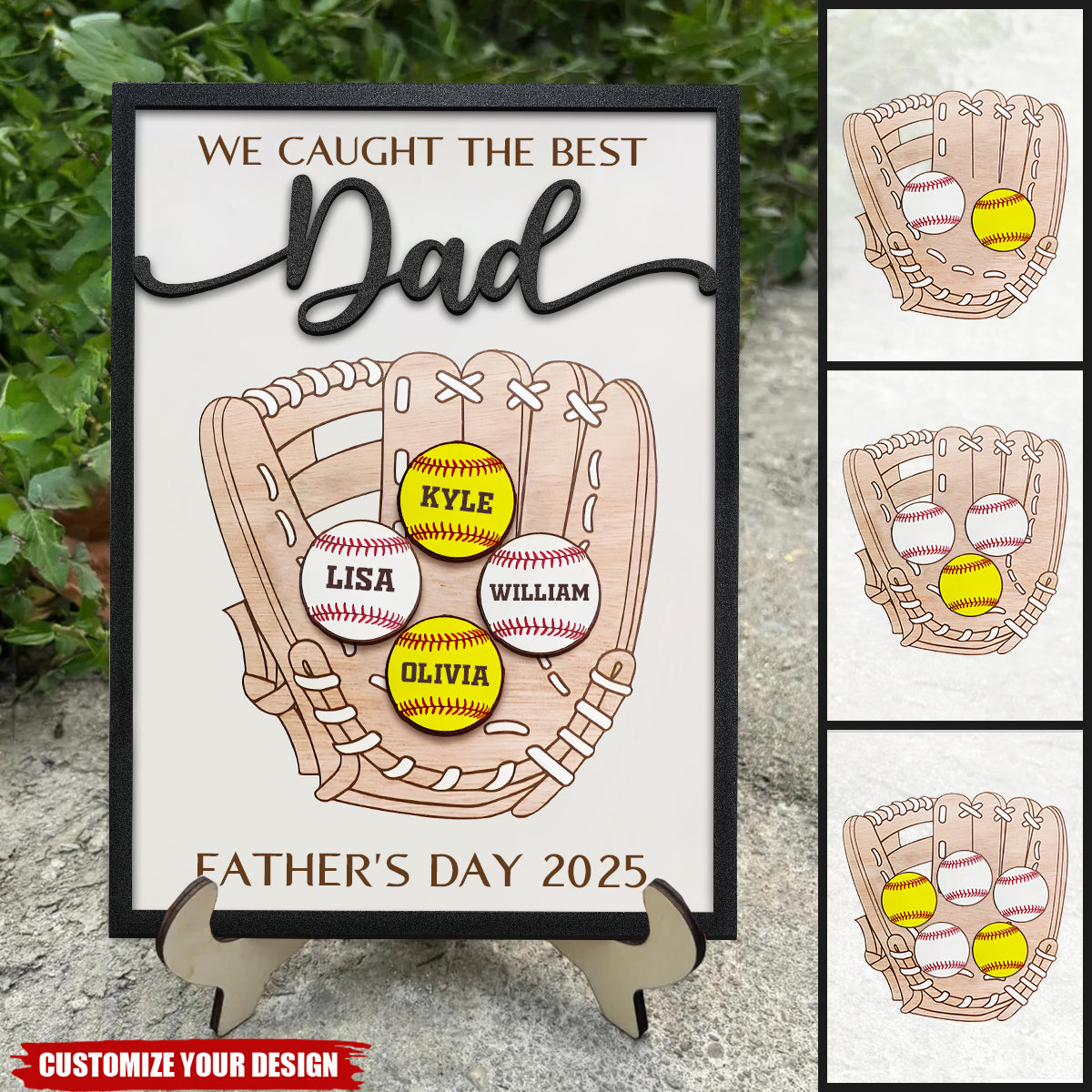 We Captured The Best Dad-Personalized Ball Wood Plaque, Gift For Dad