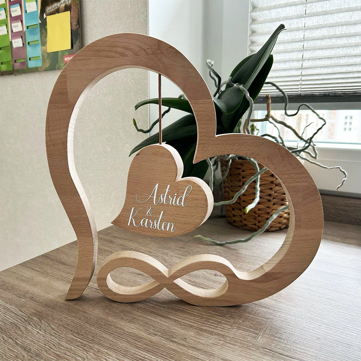 Personalized Heart Shaped Wooden Plaque For Couple