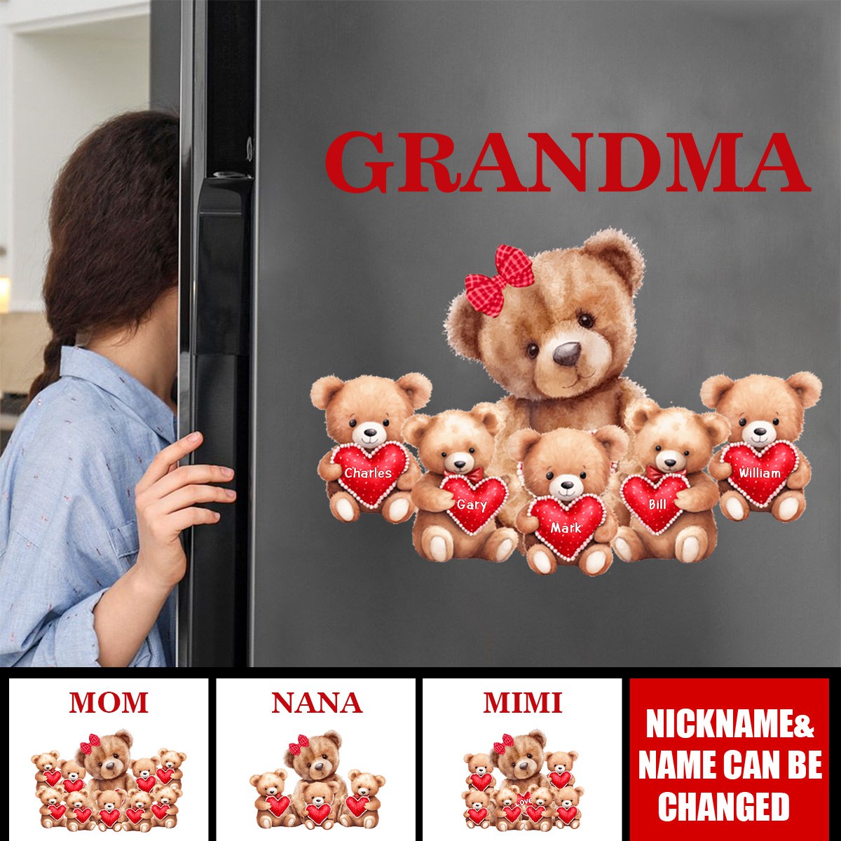 Mama Bear With Little Kids Personalized Sticker
