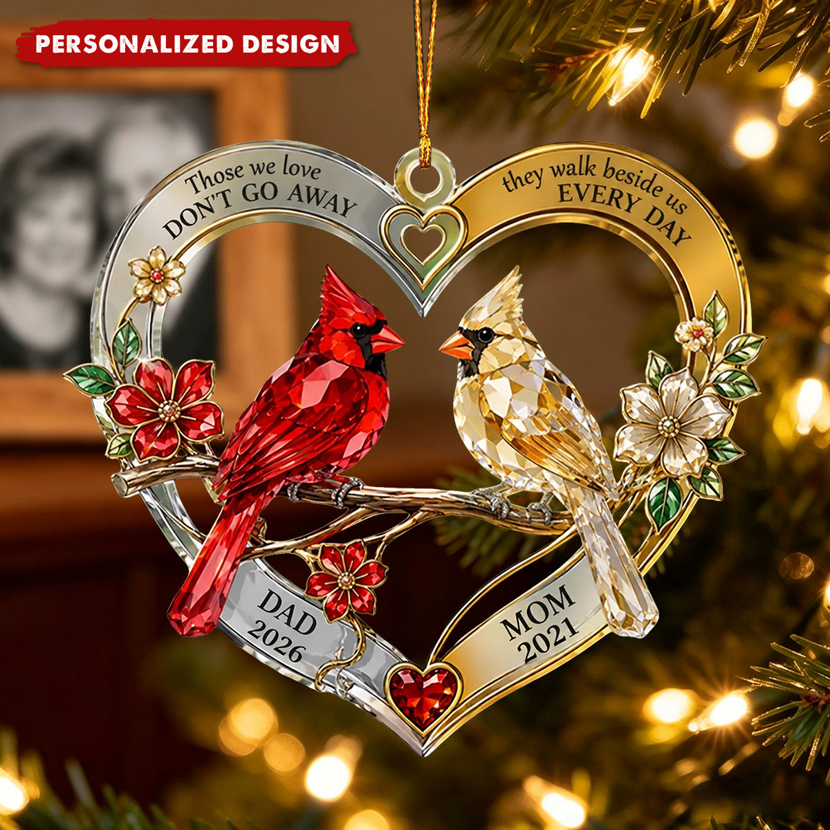 Memorial Cardinal Dad Mom Personalized Christmas Ornament