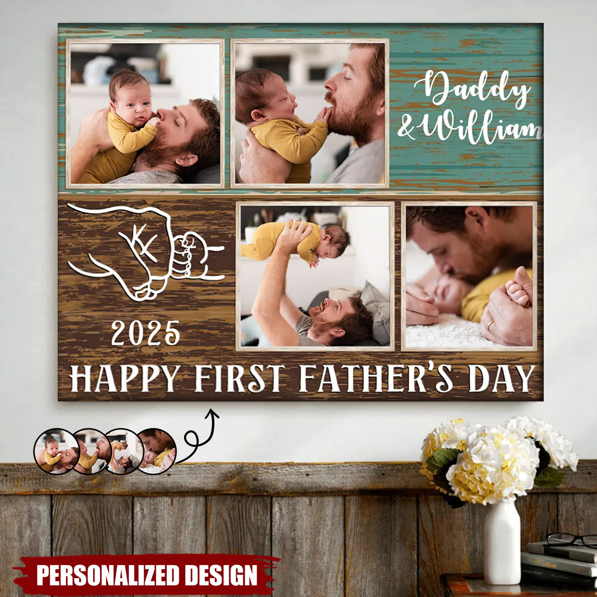 New Dad Father’s Day Gift, Custom Daddy Baby Photo Canvas