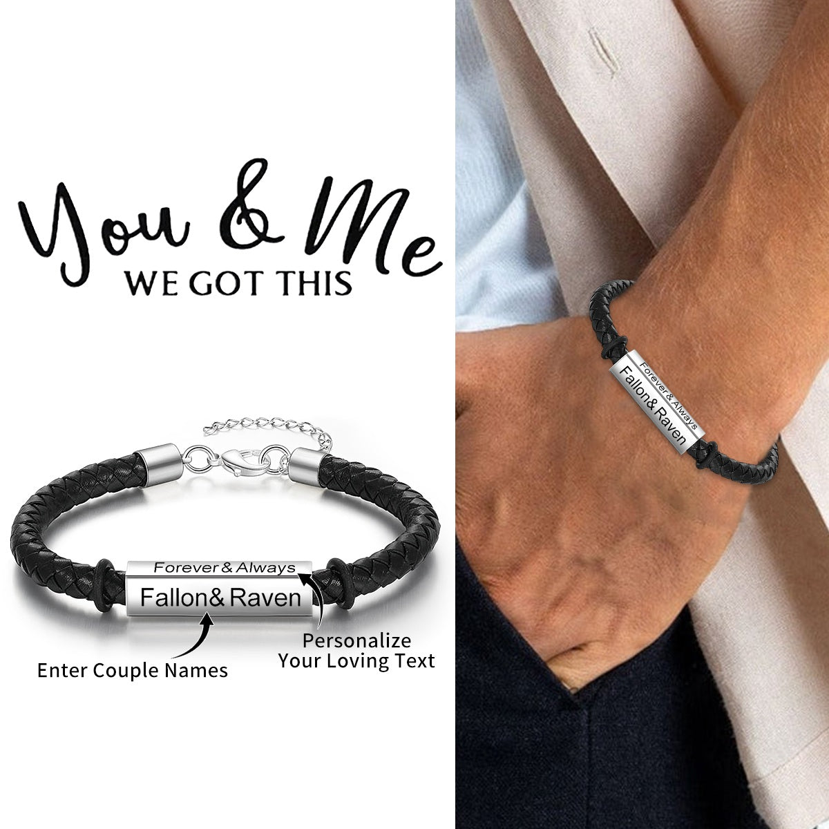 Forever & Always - Personalized Couple Name Bracelet