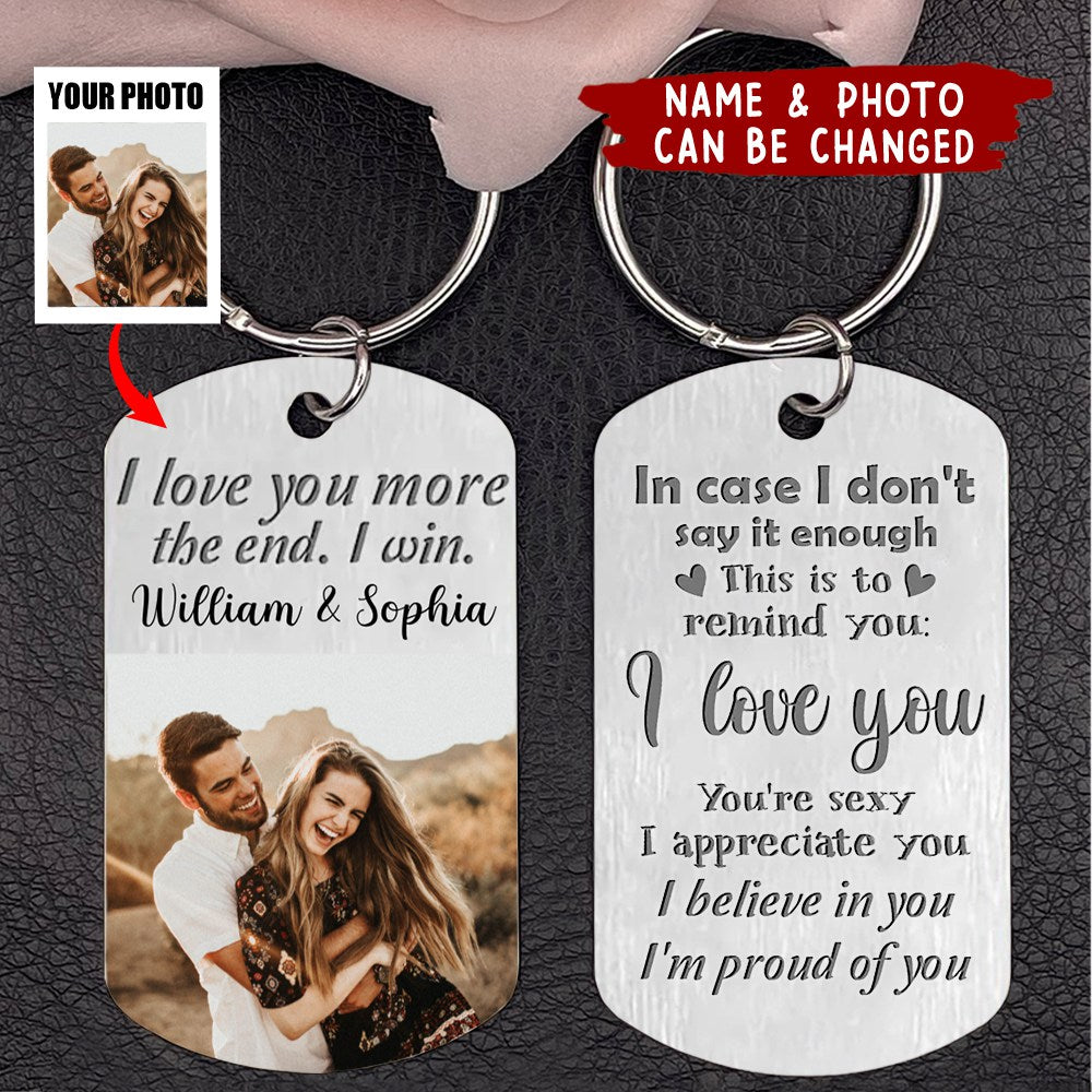 I Love You More The End I Win -Personalized Couple Aluminum Keychain