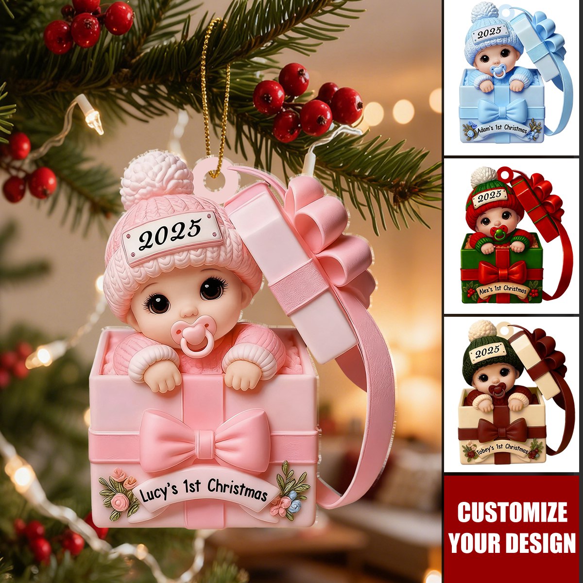 Personalized Baby 1st Christmas Ornament - Newborn Keepsake