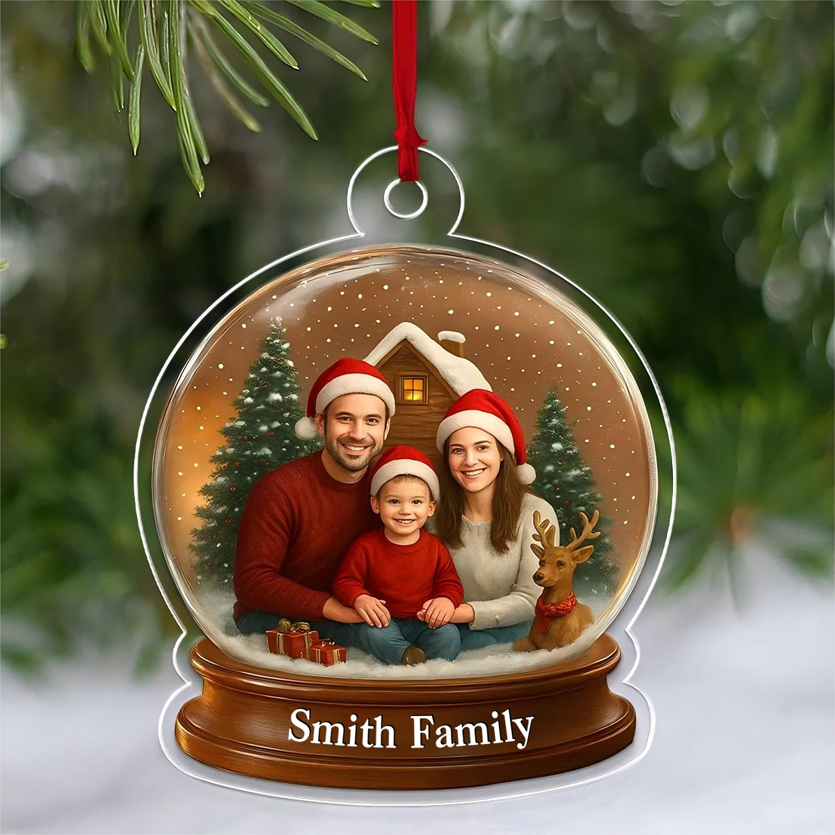 Custom Photo Snow Globe Ornament, Family Christmas Keepsake