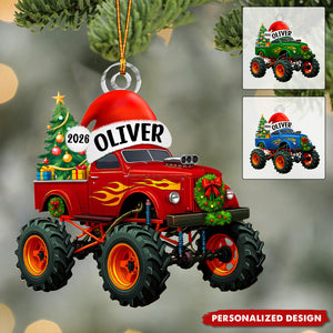 Personalized Monster Truck Christmas Ornament With Name