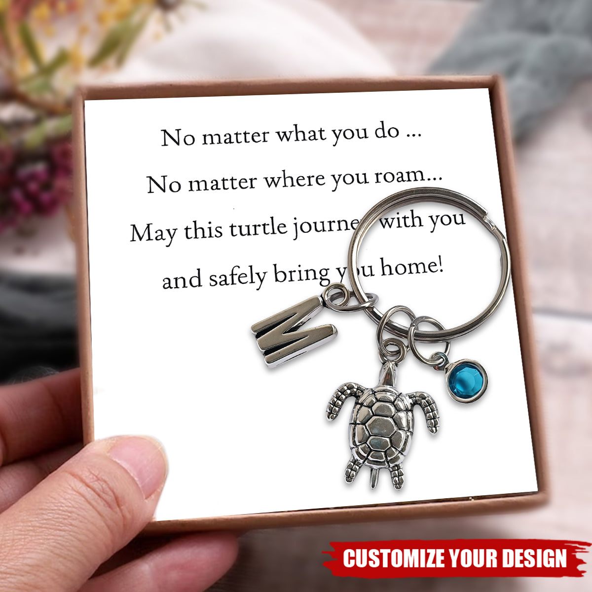 Personalized Travel Turtle Keyring Sea Life Keyring, Best friend Gift