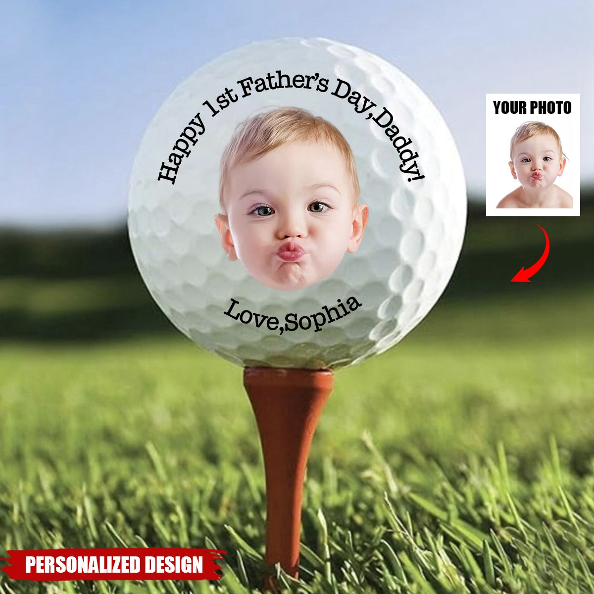Personalized Text & Photo Golf Ball For First Father's Day
