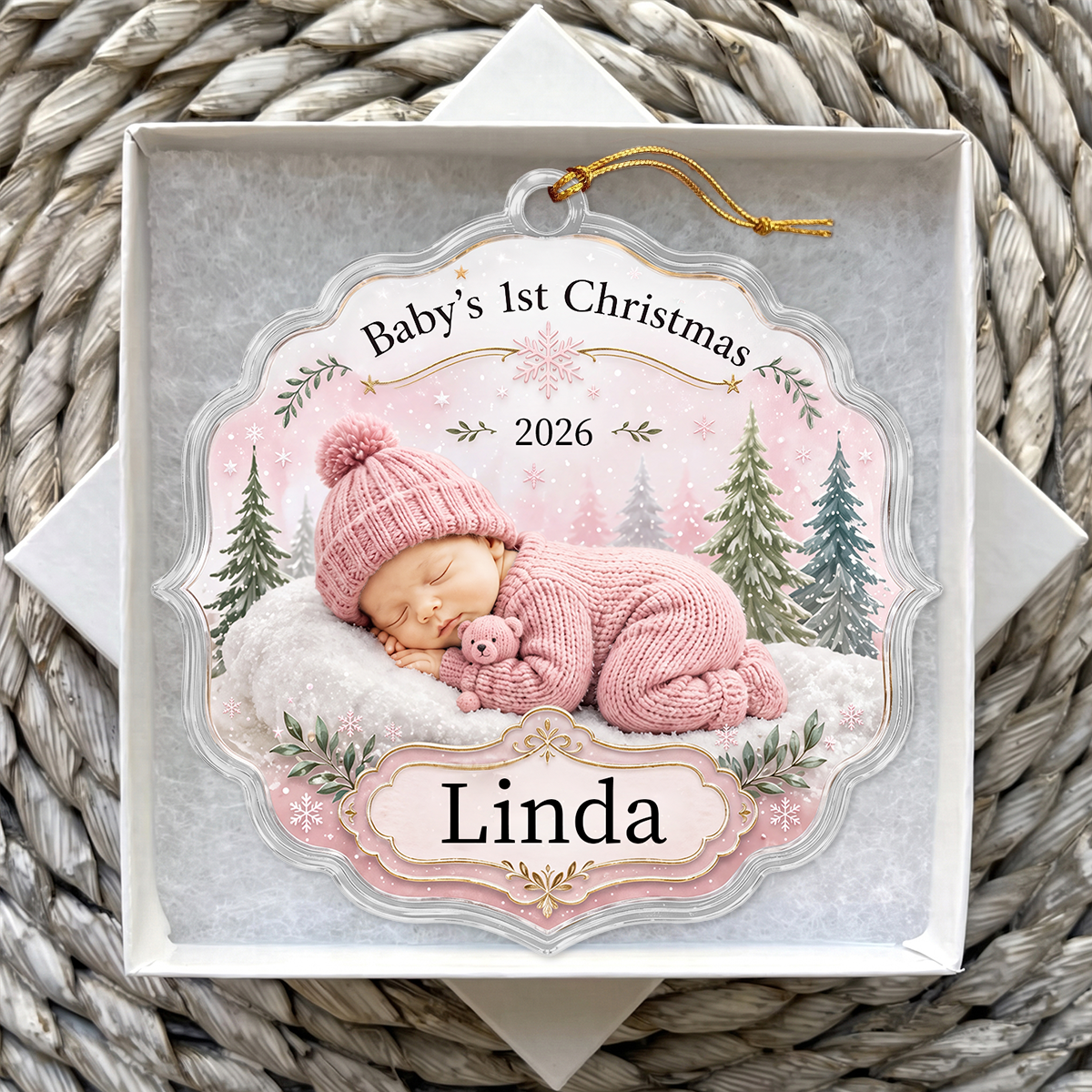 Personalized Baby’s First Christmas Newborn Gift Ornament