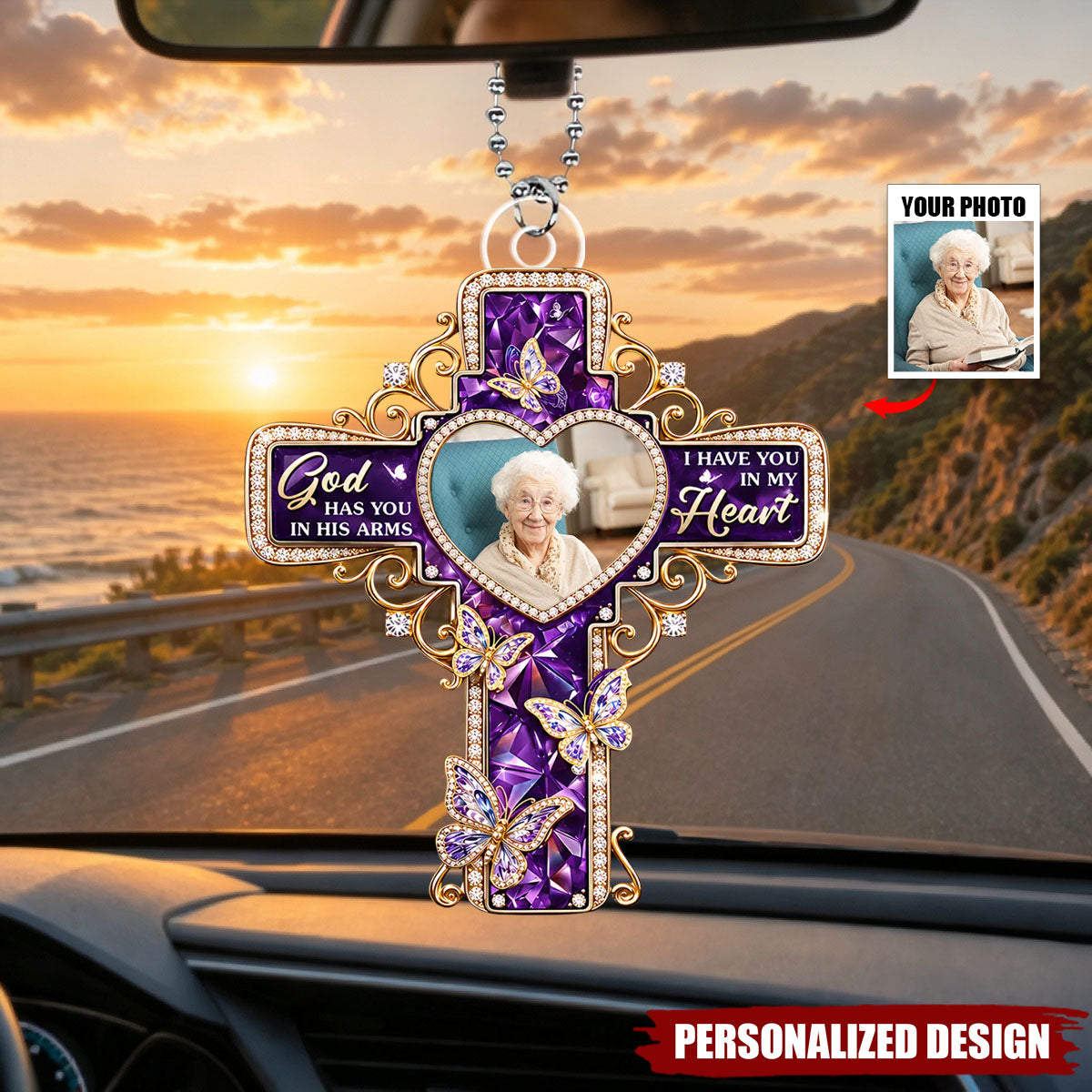 Your Love Rides With Me Always, Custom Memorial Car Hanger Ornament