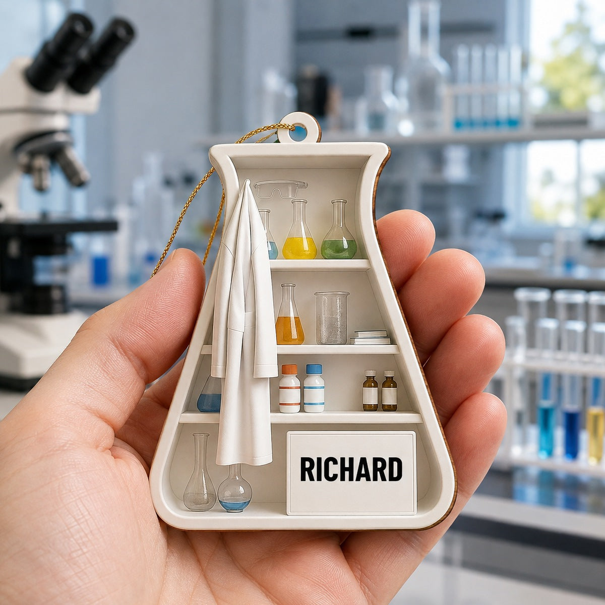 Personalized Laboratory Wooden Ornament - Custom Science Lab Keepsake Gift for Scientists
