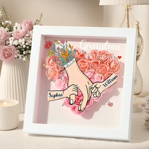 Grandma We Love You-Personalized  Flower Shadow Box-Gift For Mom, Grandma