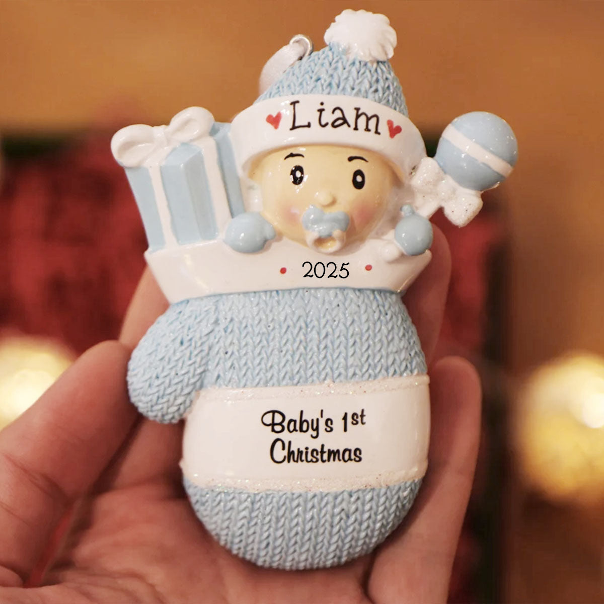 Baby In Mitten - Personalized Baby's First Christmas Ornament