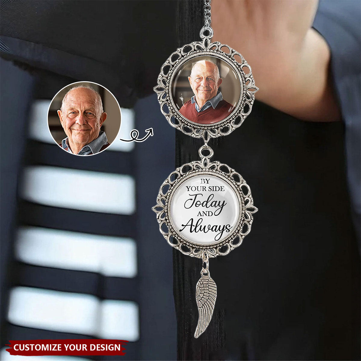 Walking Beside You Memorial Graduation- Personalized Photo Pendant Charm