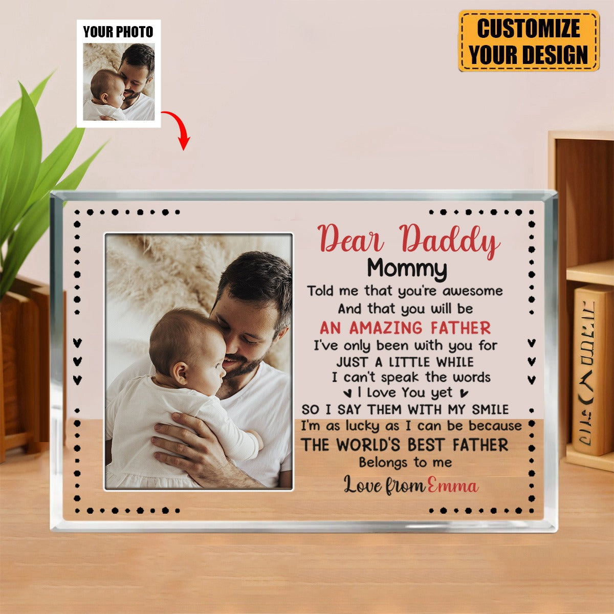 Custom Photo The World's Best Father - Family Personalized Rectangle Shaped Acrylic Plaque