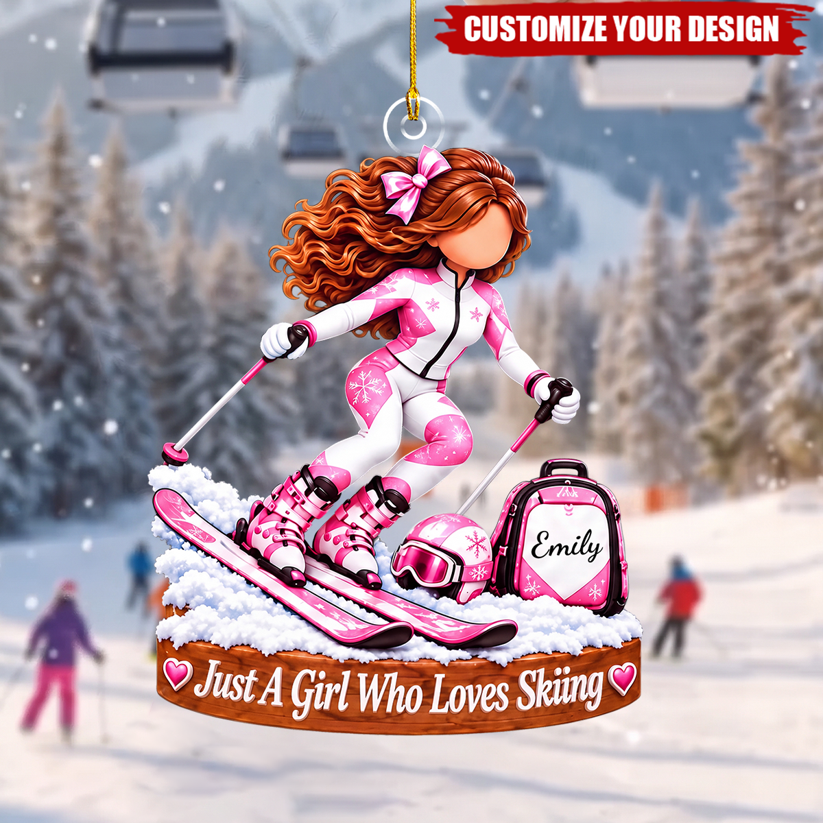Personalized Ski Girl Christmas Ornament-Winter Sports Keepsake