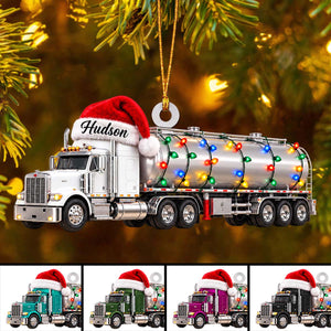 Personalized Oil Tanker Truck Christmas Ornament