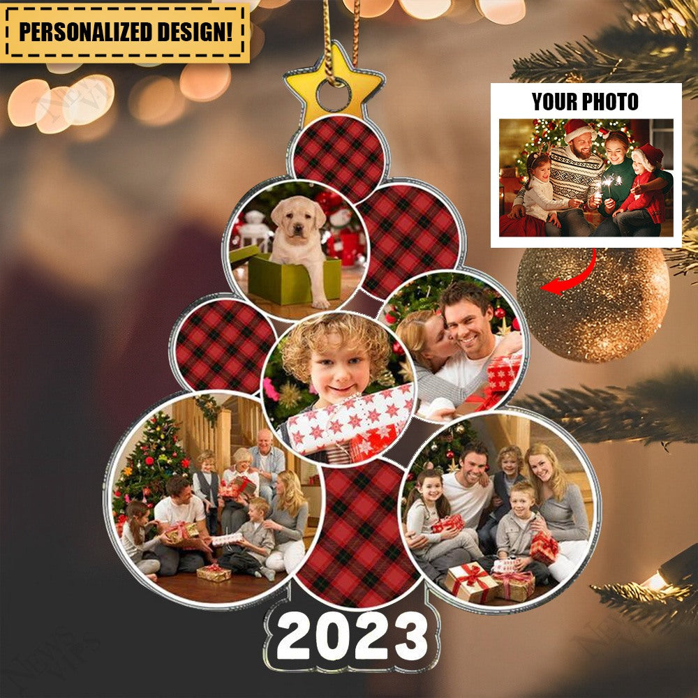Tree-shaped Christmas Family Photo Personalized Acrylic Ornament