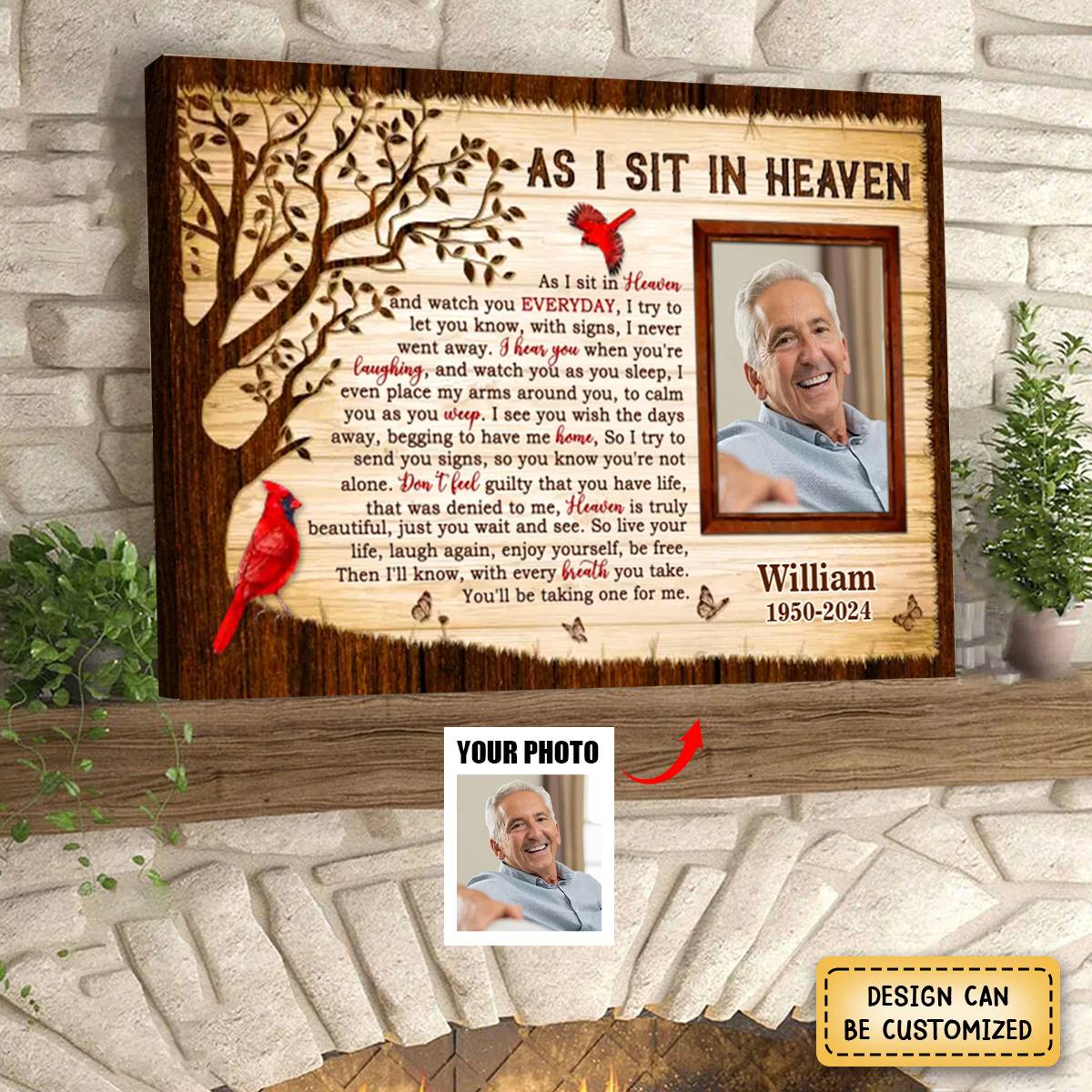 As I Sit In Heaven Memorial Gifts Personalized Canvas Wall Art