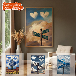 Personalized Name Vintage Street Sign Canvas, Gift for Couples, Wedding Wall Art
