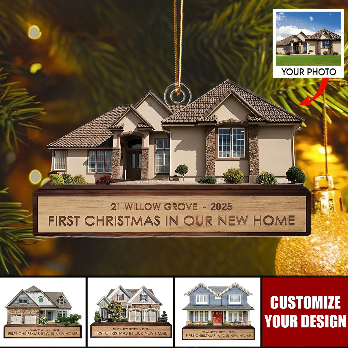 First Christmas In Our New Home Ornament, Custom House Photo Keepsake