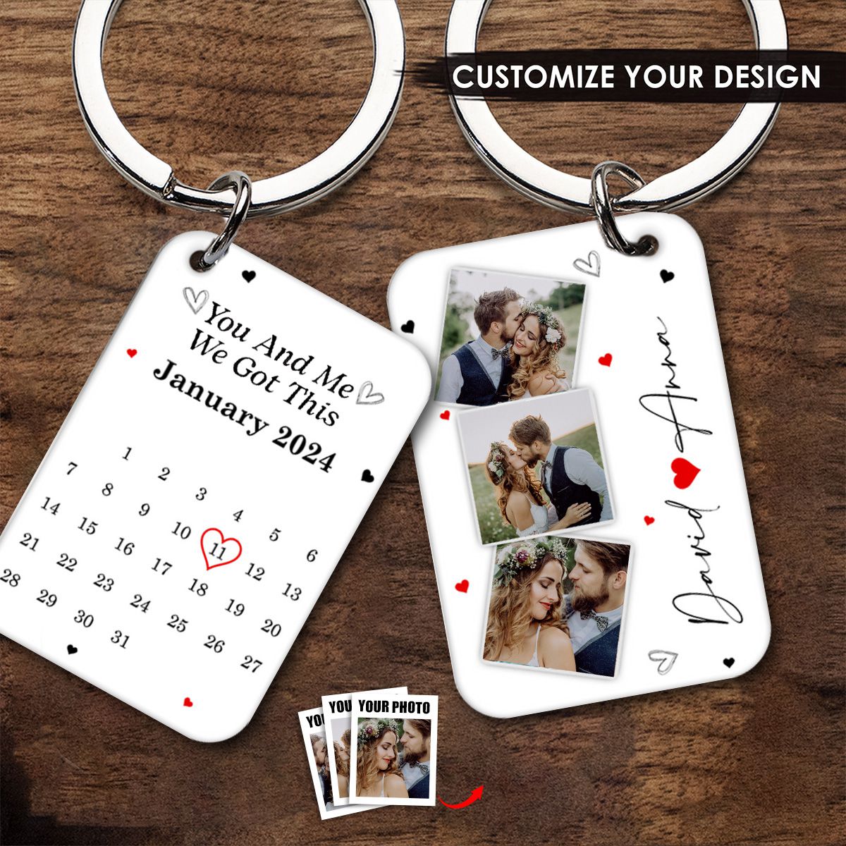 Custom Photo Calendar The Day Our Journey Began - Gift For Couples - Personalized Acrylic Keychain