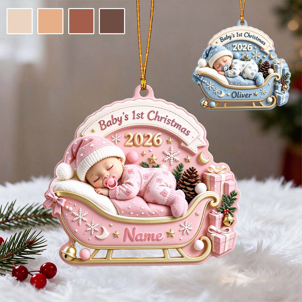 Personalized 2026 New Baby's 1st Christmas Ornament, Children Xmas Gifts