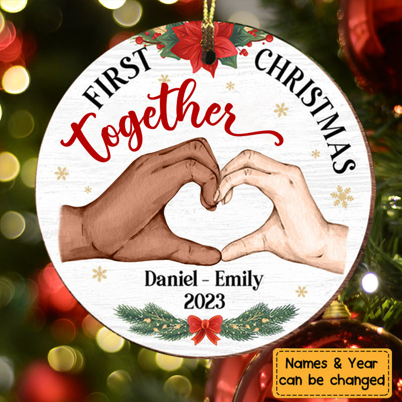 Gift For Couple First Christmas Circle Personalized Ornament