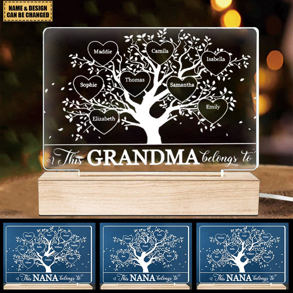 This Grandma Belongs To - Family Personalized Custom Rectangle Shaped 3D LED Light