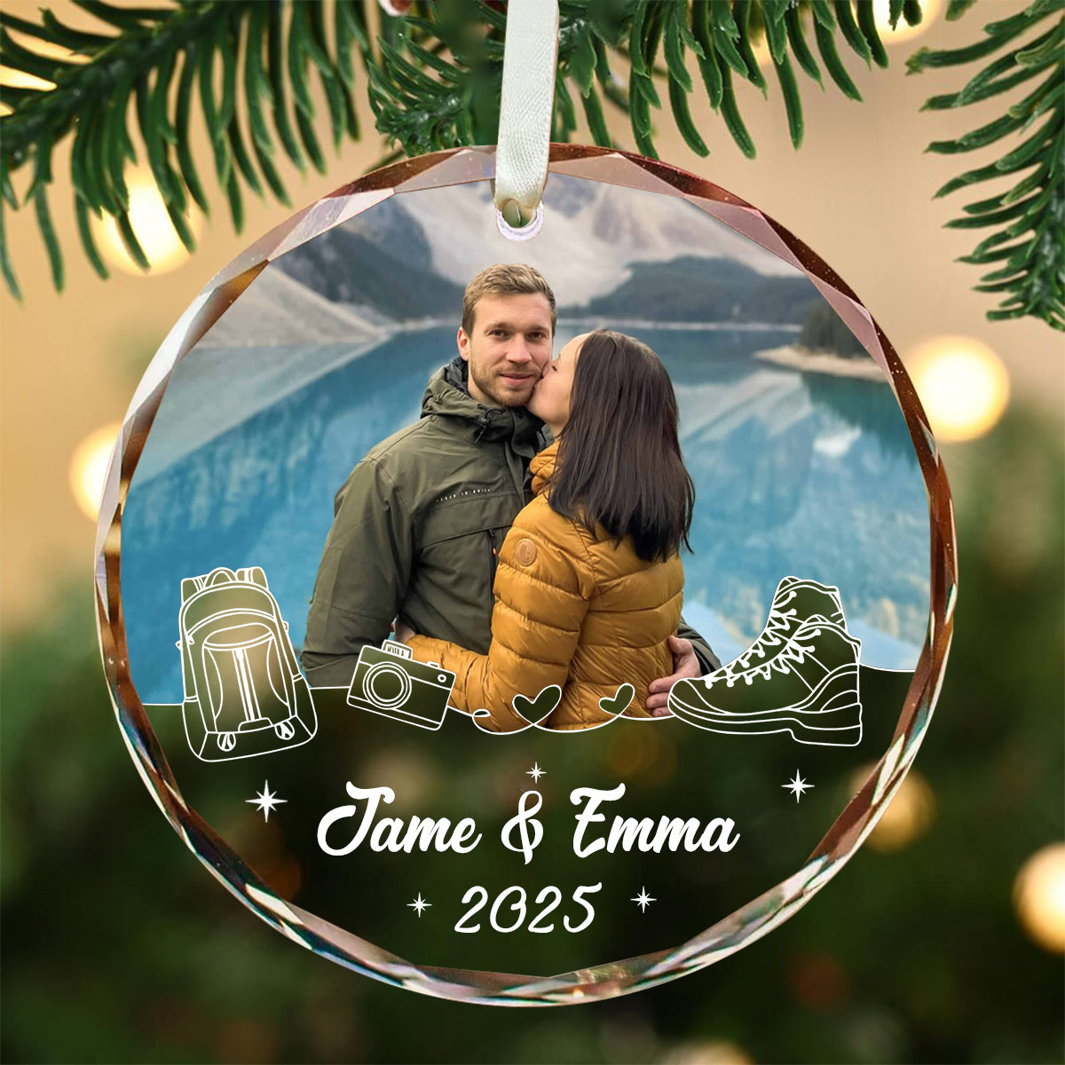 Personalized Travel Ornament, Hiking Photo Gift