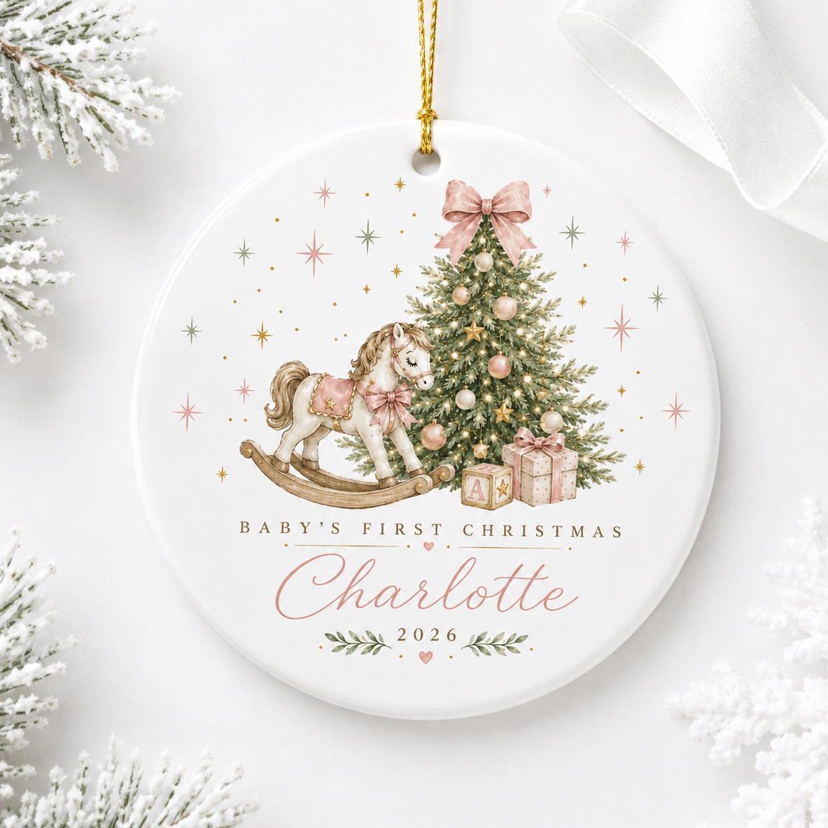 Personalized Baby's First Christmas Ornament, Baby Girl First Christmas Gift