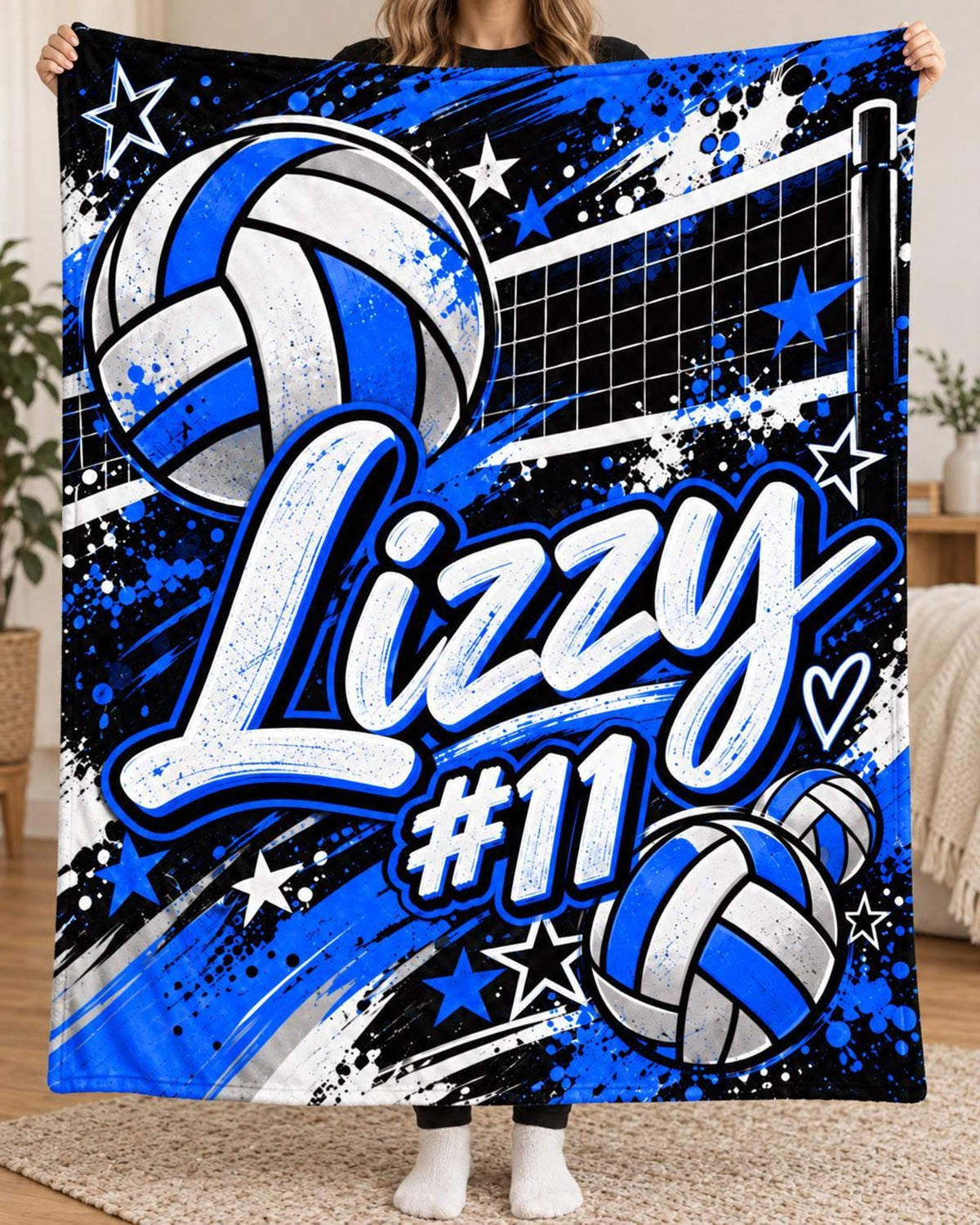 Personalized Volleyball Blanket, Custom Name Volleyball Lover Gift