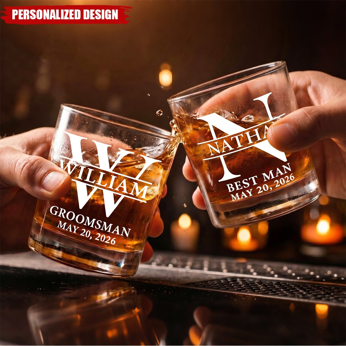 Personalized Groomsman 11oz Whiskey Glass- Best Man Gift