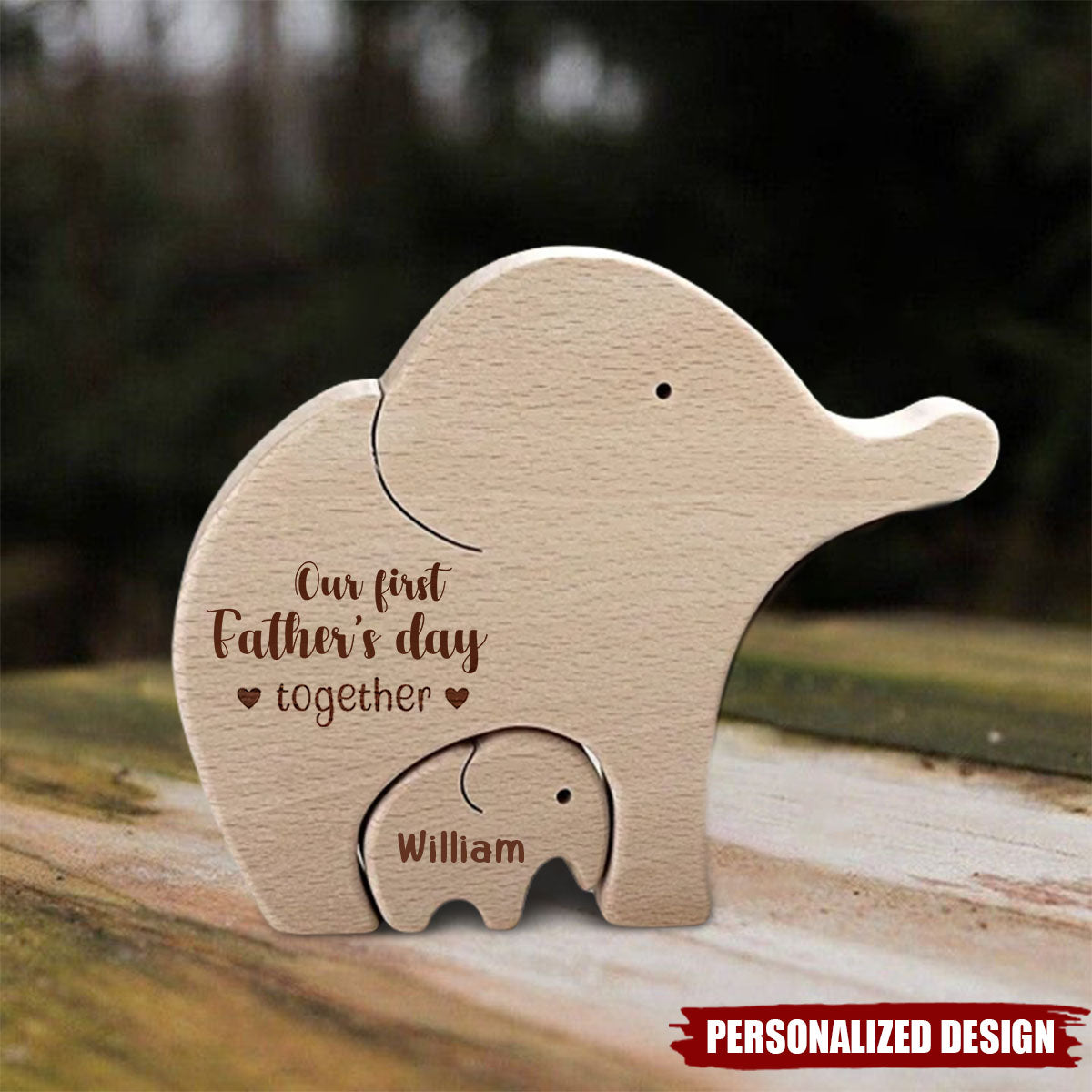 Personalized Wooden Elephant Family Puzzle, Father's Day Gift