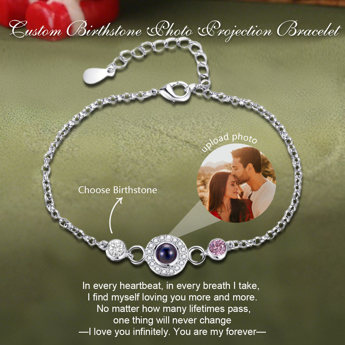 Custom Photo Projection Bracelet, Gift For Family & Friend