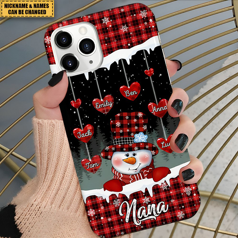 Christmas Night Snowman Nana Mom Little Heart Kids Personalized Phone Case