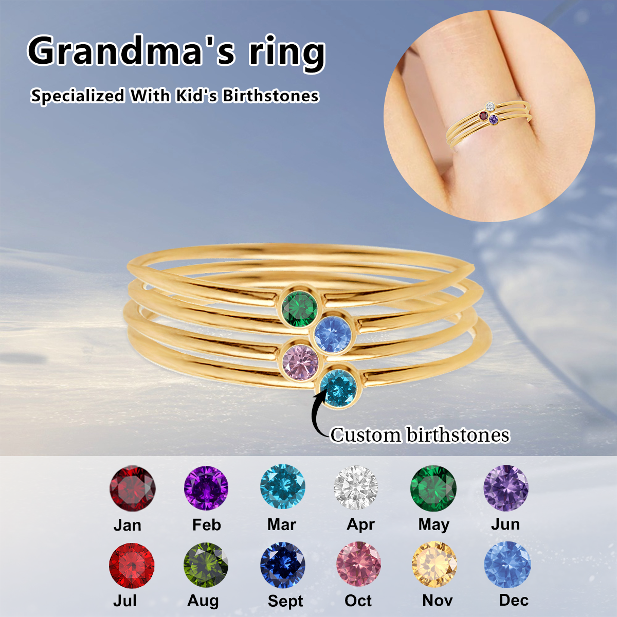 Personalized Birthstone Stacking Ring Gifts for Her