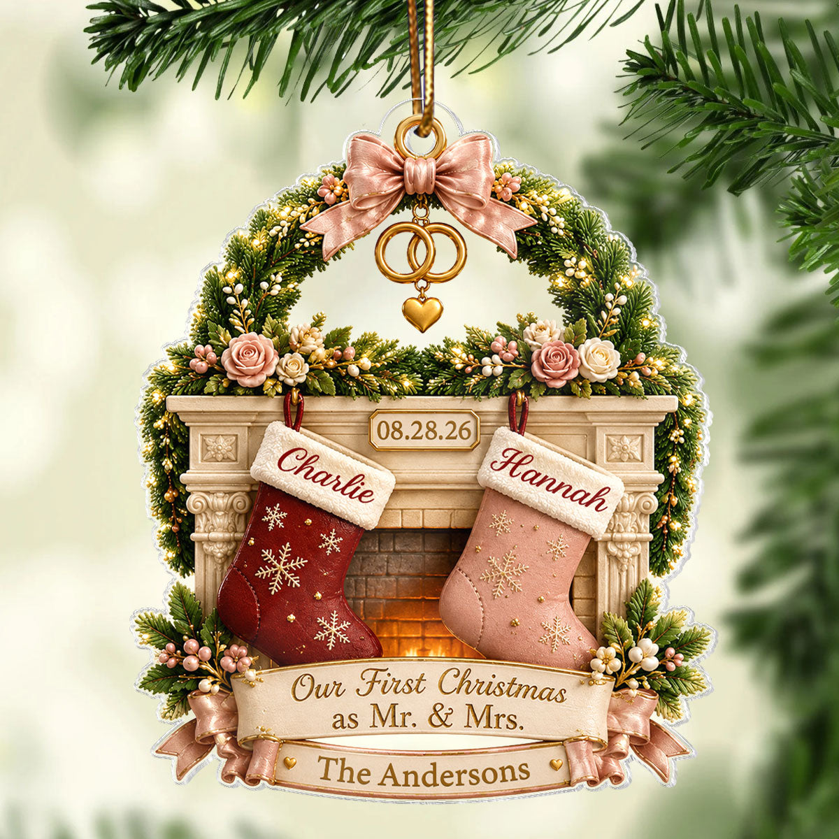 Our First Christmas As Mr And Mrs - Personalized Acrylic Ornament