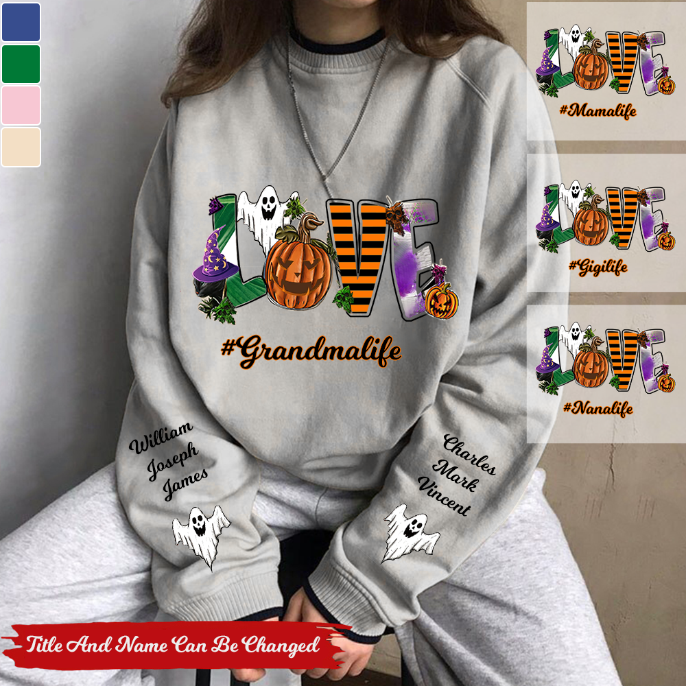 Grandma Life Love Grandkids Personalized Ghost Sweatshirt Gift