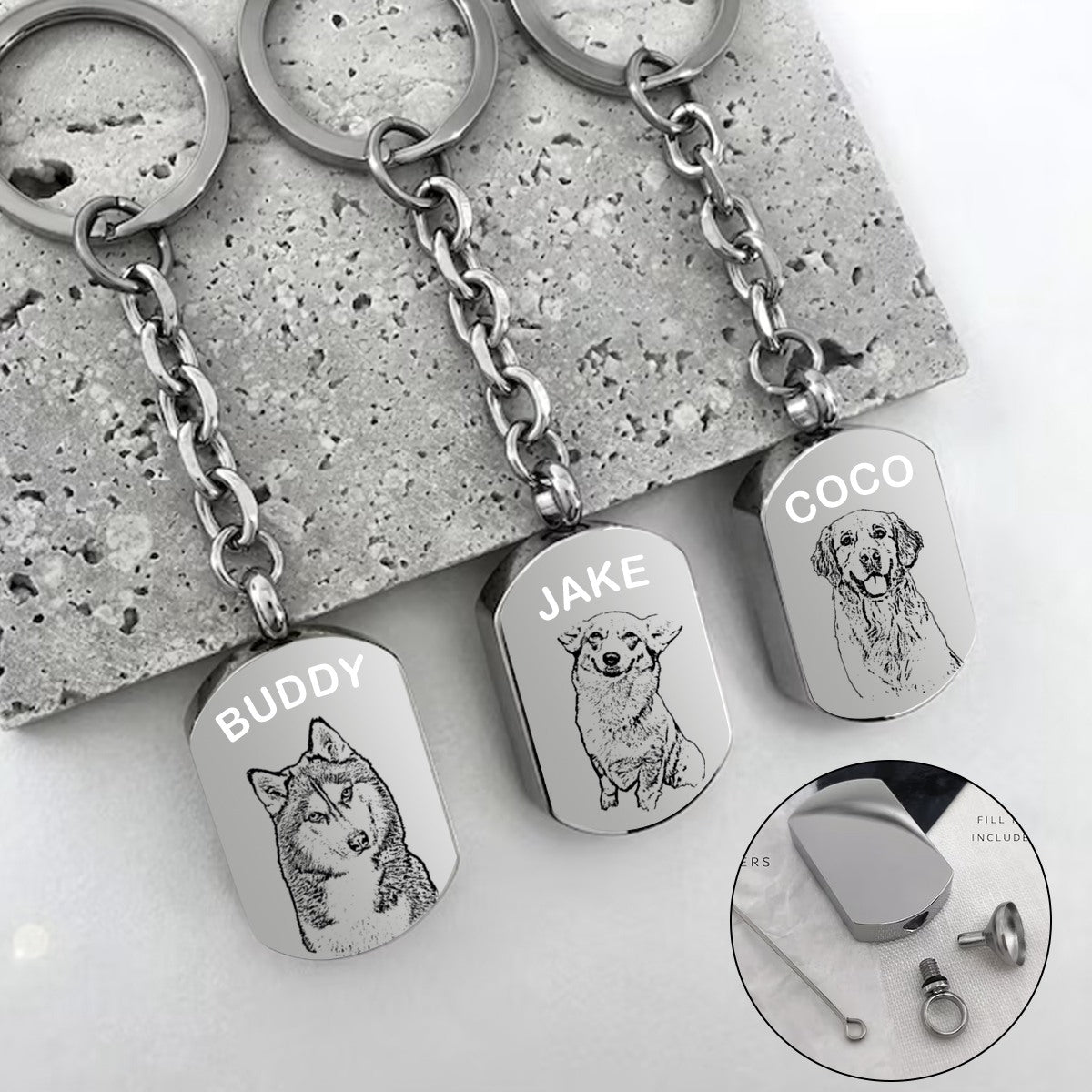 Personalized Paw Print Urn Keychain, Pet Keepsake Gift