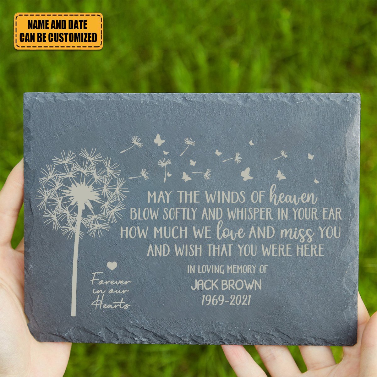 May the Winds of Heaven Blow Softly - Personalized Garden Stone