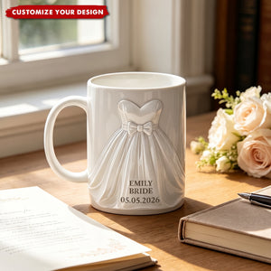 Personalized Wedding Dress and Tuxedo Mug - Custom Anniversary Couple Gift